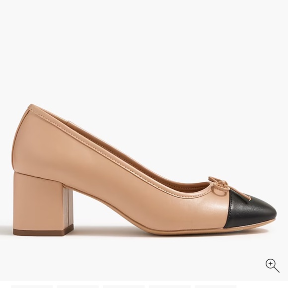 J. Crew Shoes - J.Crew Cap Toe Ballet Block Heels Two Tone Black/Beige Size 8.5 Medium